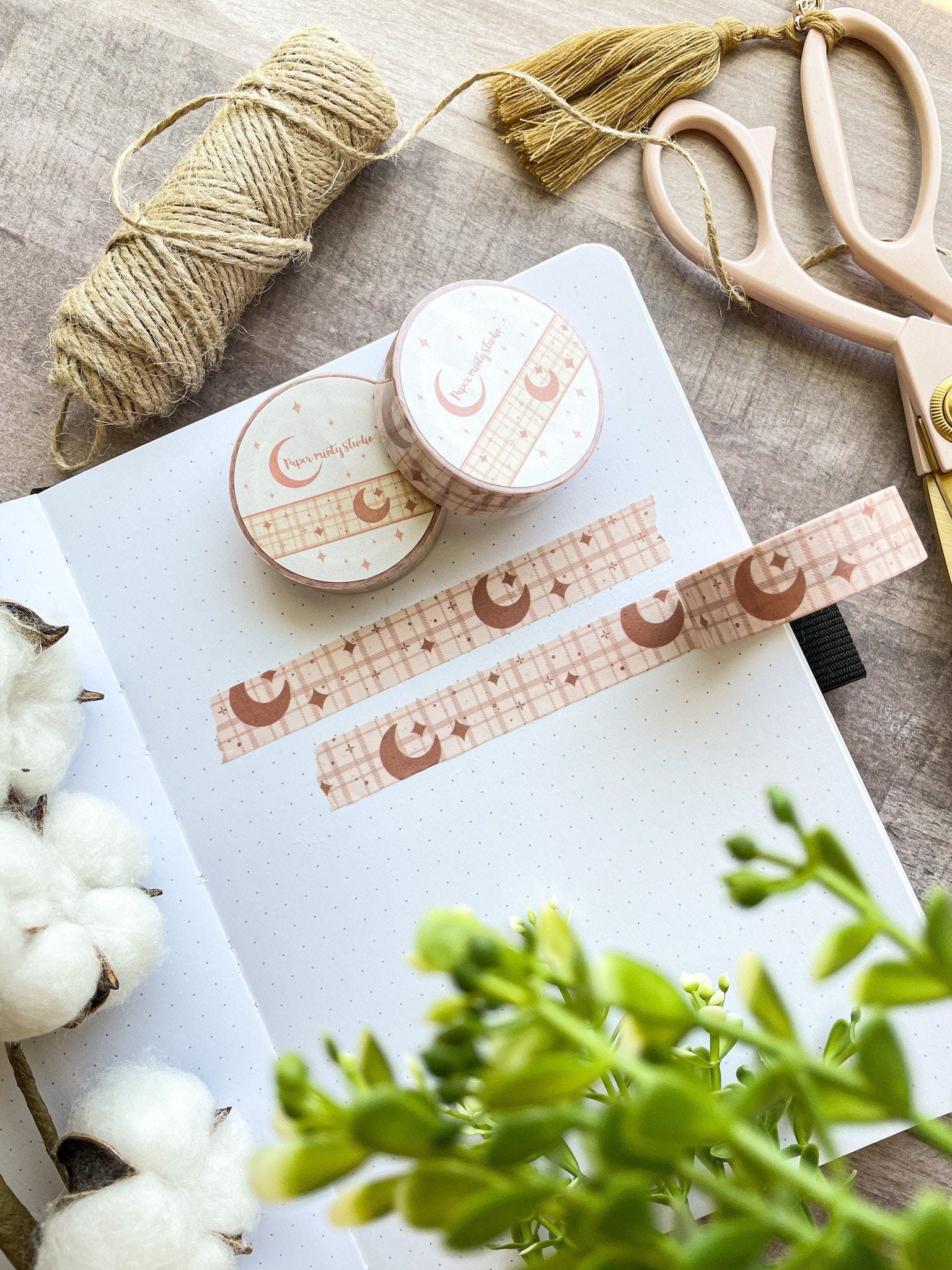 Moon Grid Pink Washi Tape, Bujo Washi Tape, Planner Washi Tape, Bulle…