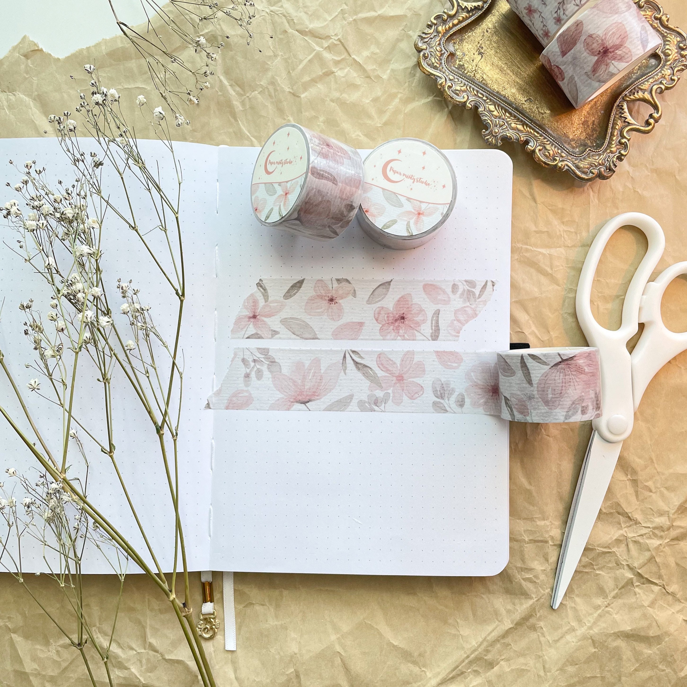 Fleurs Blush Washi Tape, Bujo Washi Tape, Planner Washi Tape, Bullet …