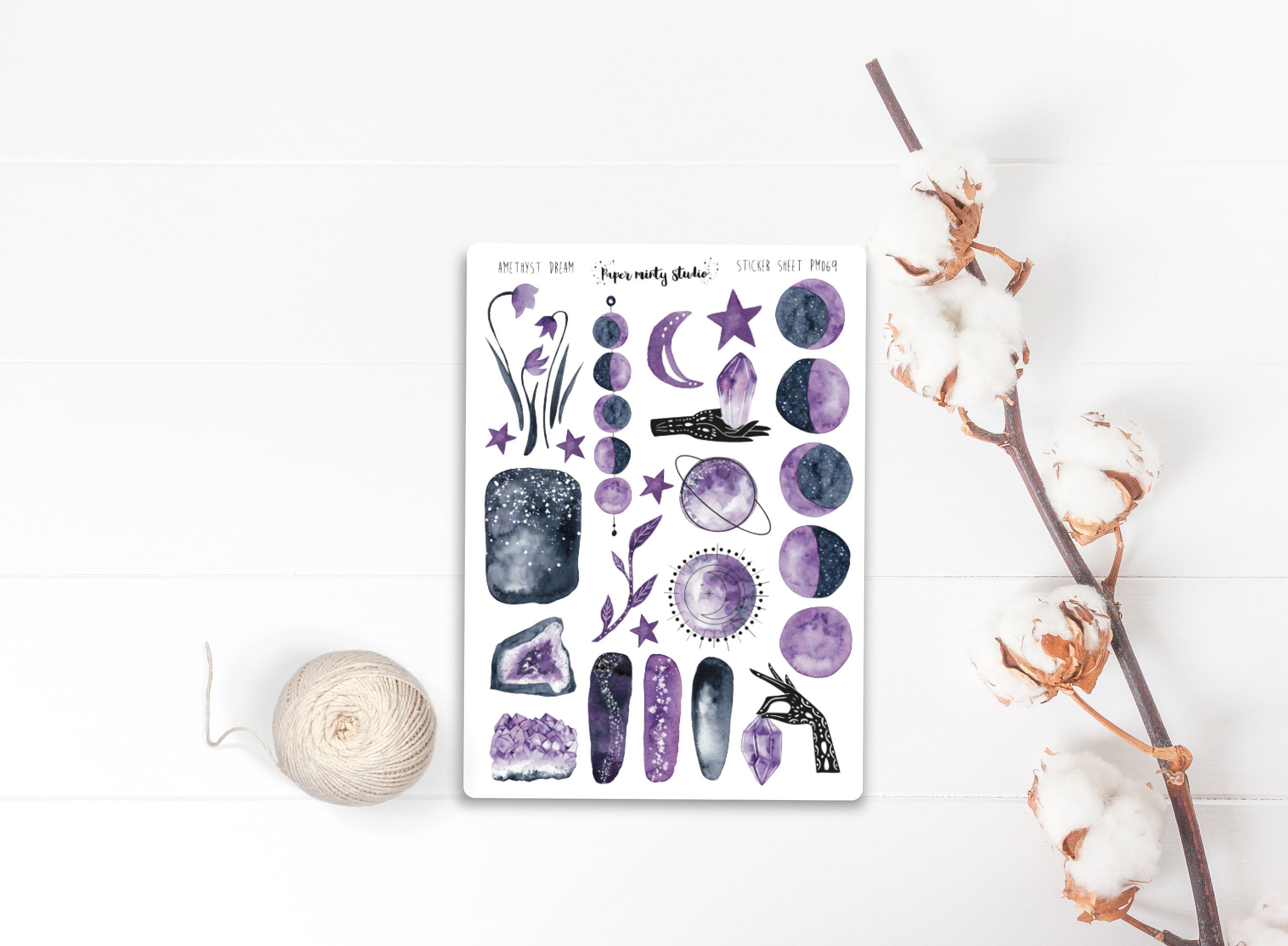 Amethyst Dream Sticker Sheet, Bujo Stickers, Planner Stickers, Bullet…