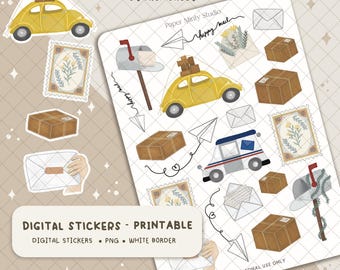 Happy Mail Printable Stickers, Cricut Stickers, GoodNotes Stickers, Fall Season Stickers, Fall stickers for planners, Digital file