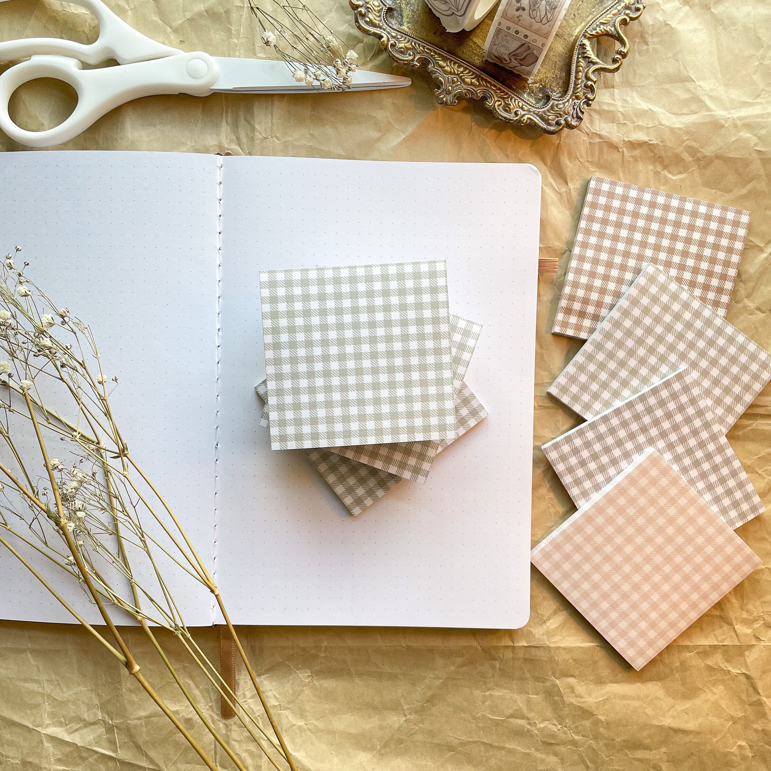 Green Gingham Sticky Note, Notepads, Personalized, Sticky Note, Stick…