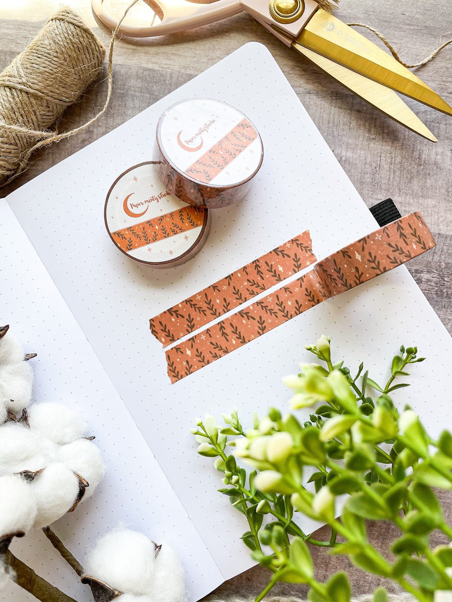 Orange Shrubs Washi Tape, Bujo Washi Tape, Planner Washi Tape, Bullet…