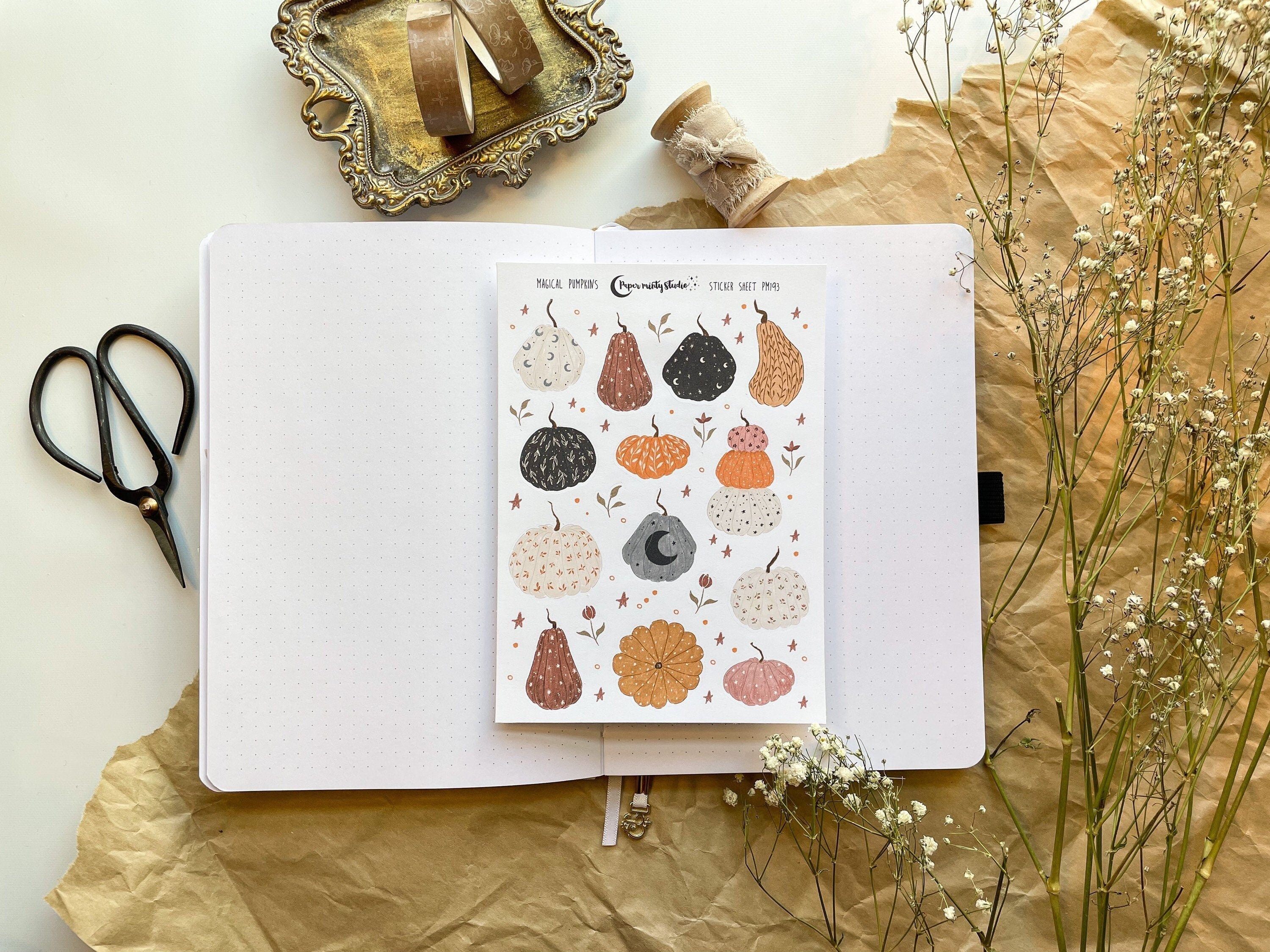 Magical Pumpkins Sticker Sheet, Bujo Stickers, Planner Stickers, Bull…