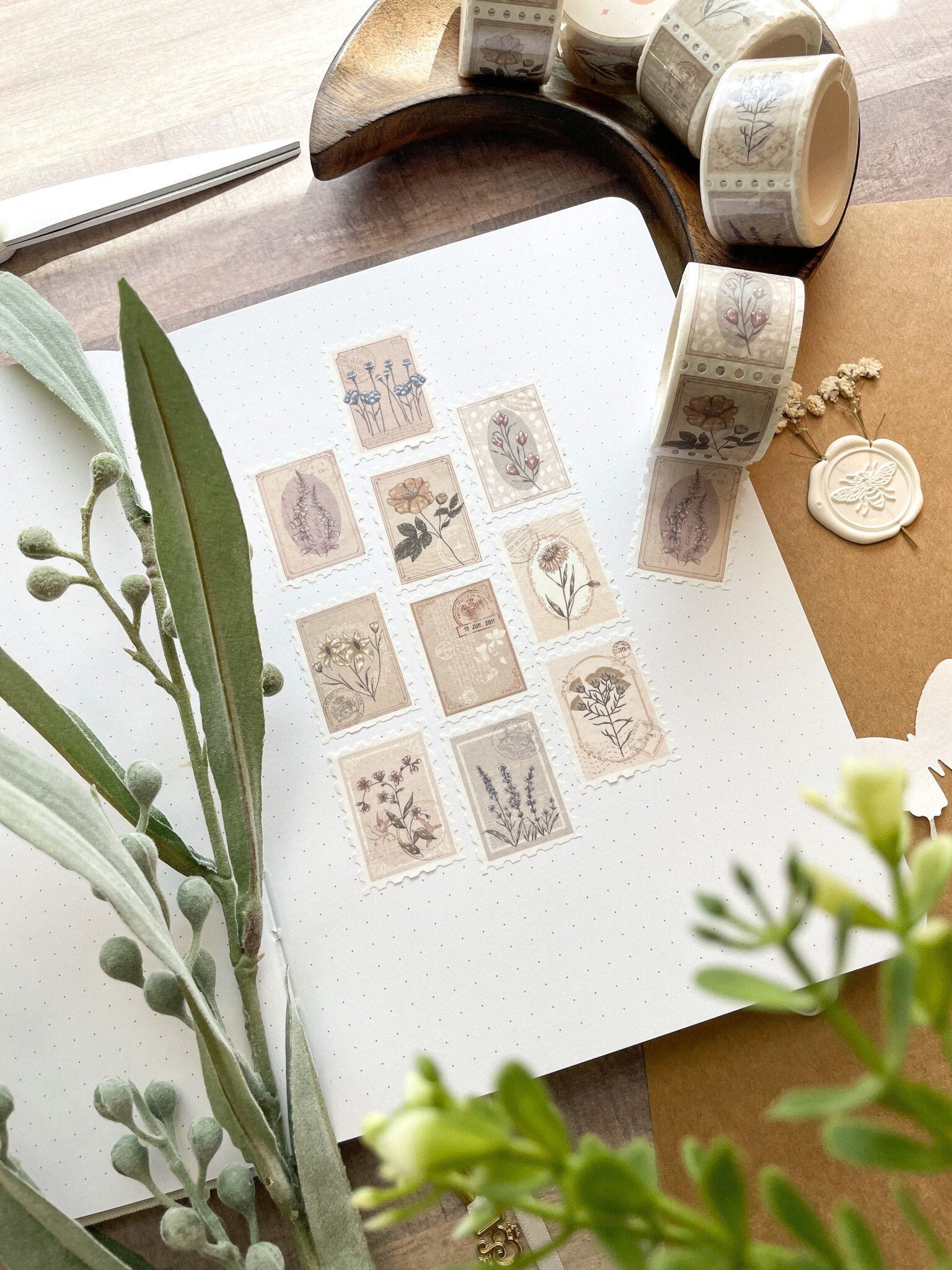 Wildflowers Stamp Washi Tape, Bujo Washi Tape, Planner Washi Tape, Bu…