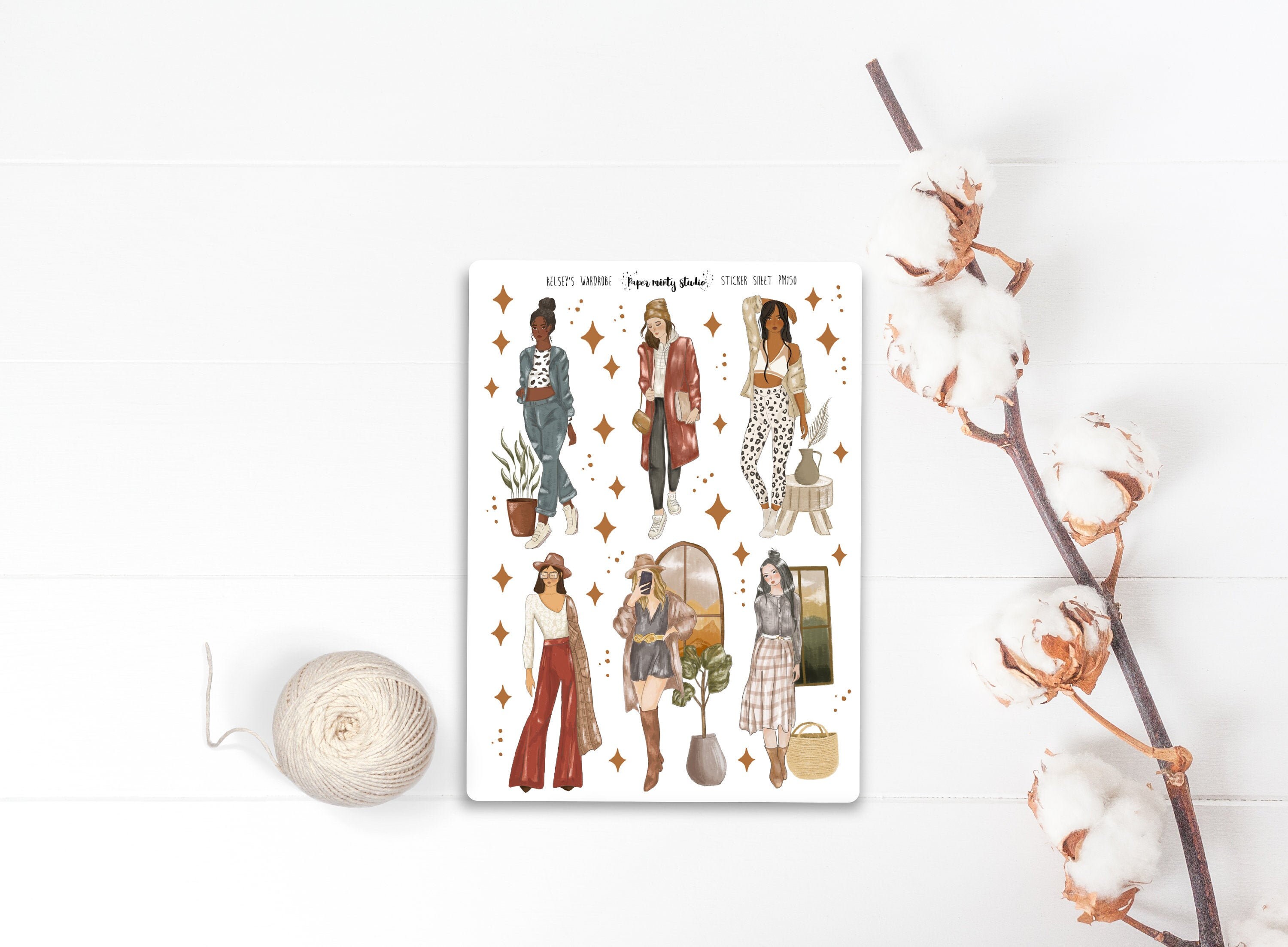 Kelsey's Wardrobe Sticker Sheet, Bujo Stickers, Planner Stickers,…