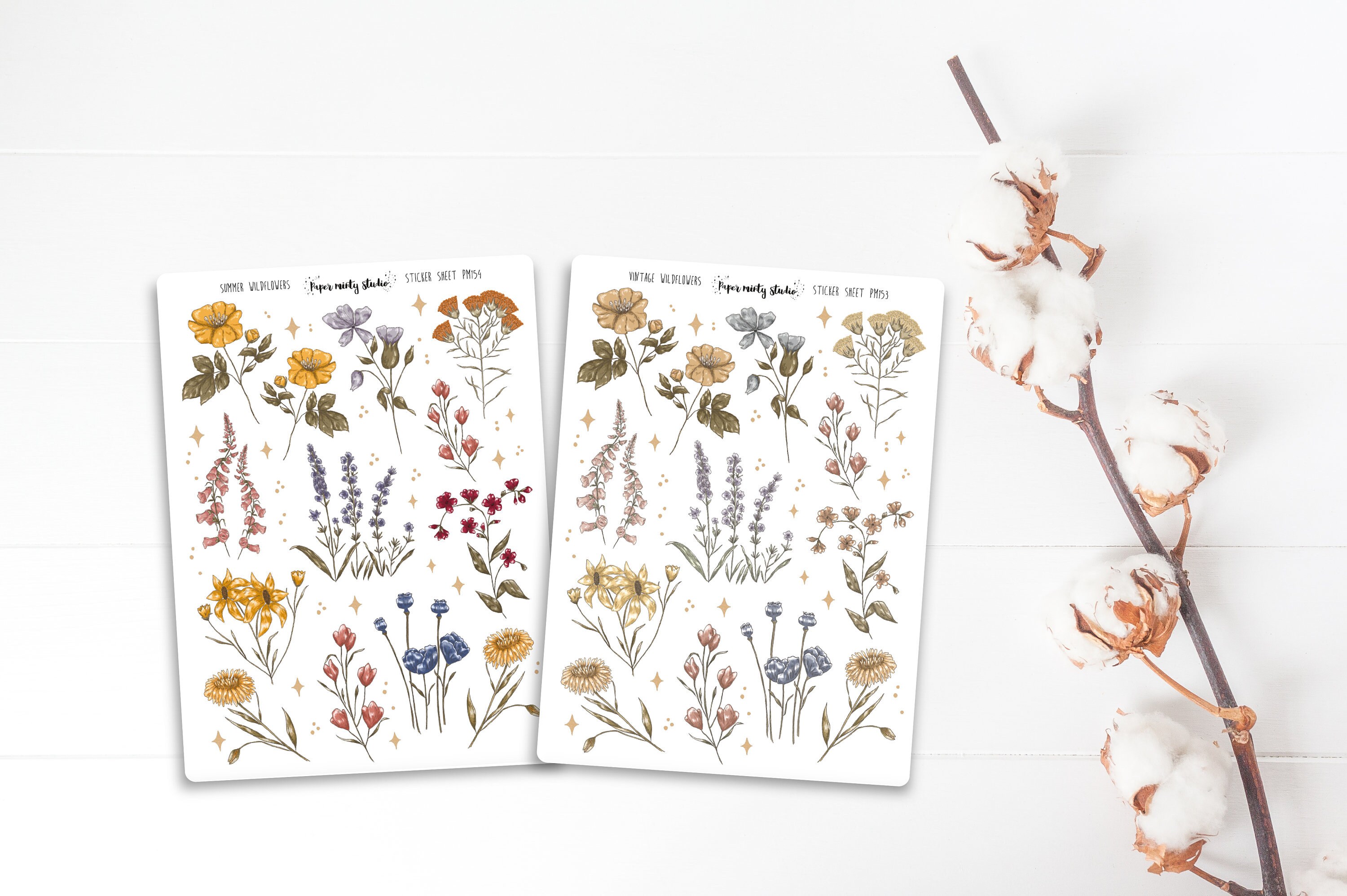 Wildflowers Sticker Sheet, Bujo Stickers, Planner Stickers, Bullet Jo…