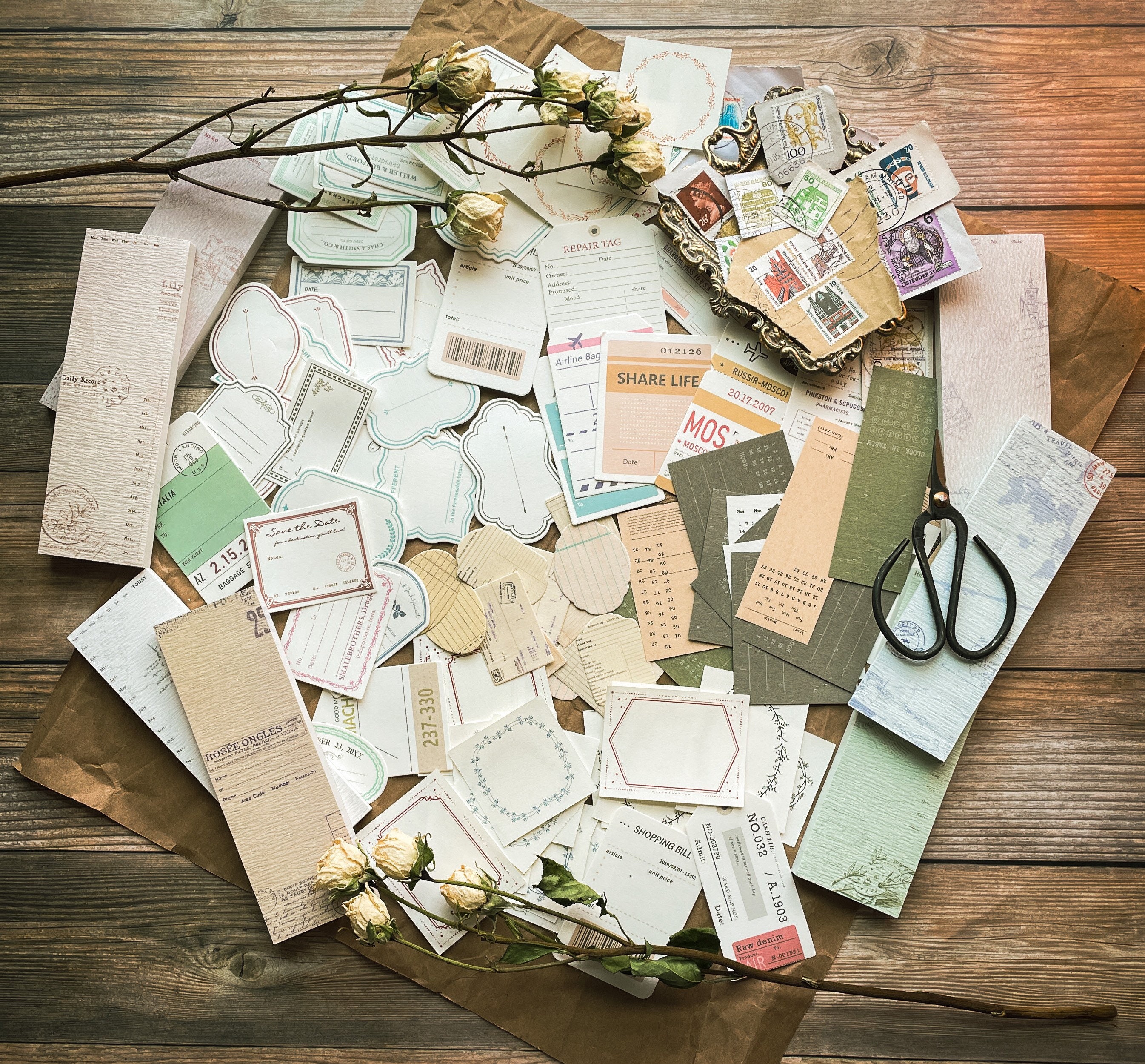 Ephemera Pack 190+ pieces  | junk journal | snail mail | card making …
