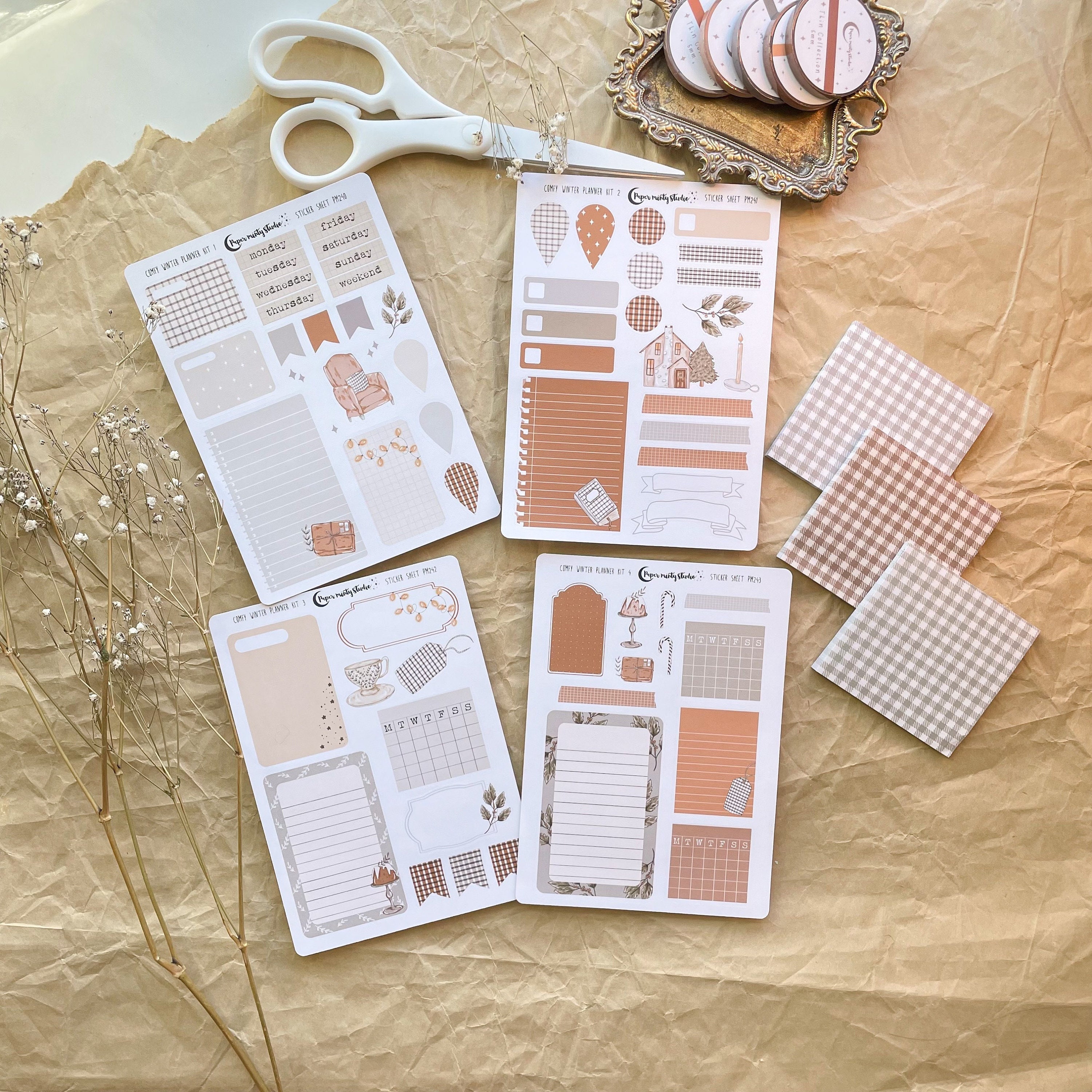 Comfy Winter Bujo and Planner Kit Sticker Sheet, Bujo Stickers, Plann…