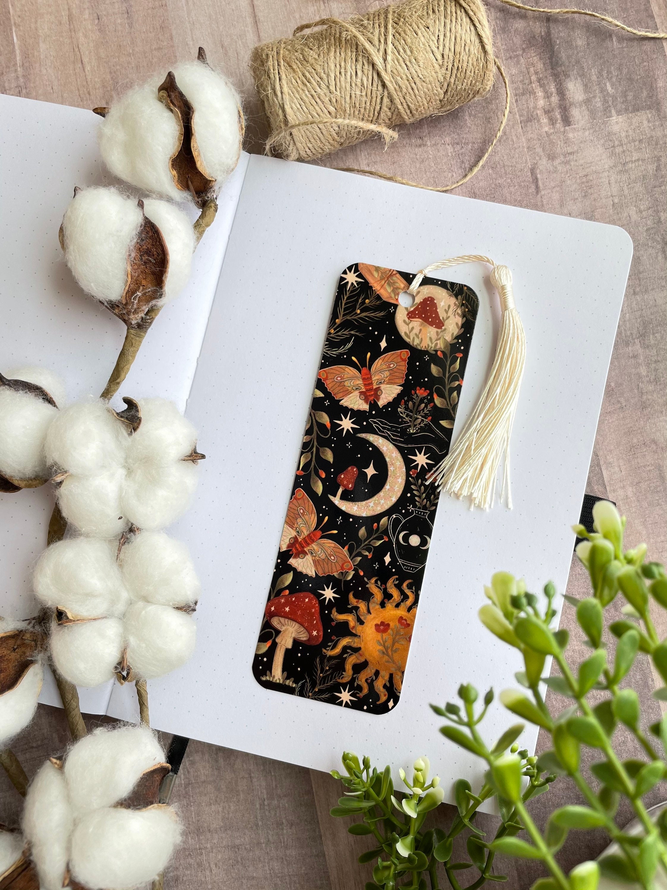 Midnight Mushroom Bookmark | Illustrated bookmarks | Double-Sided Boo…
