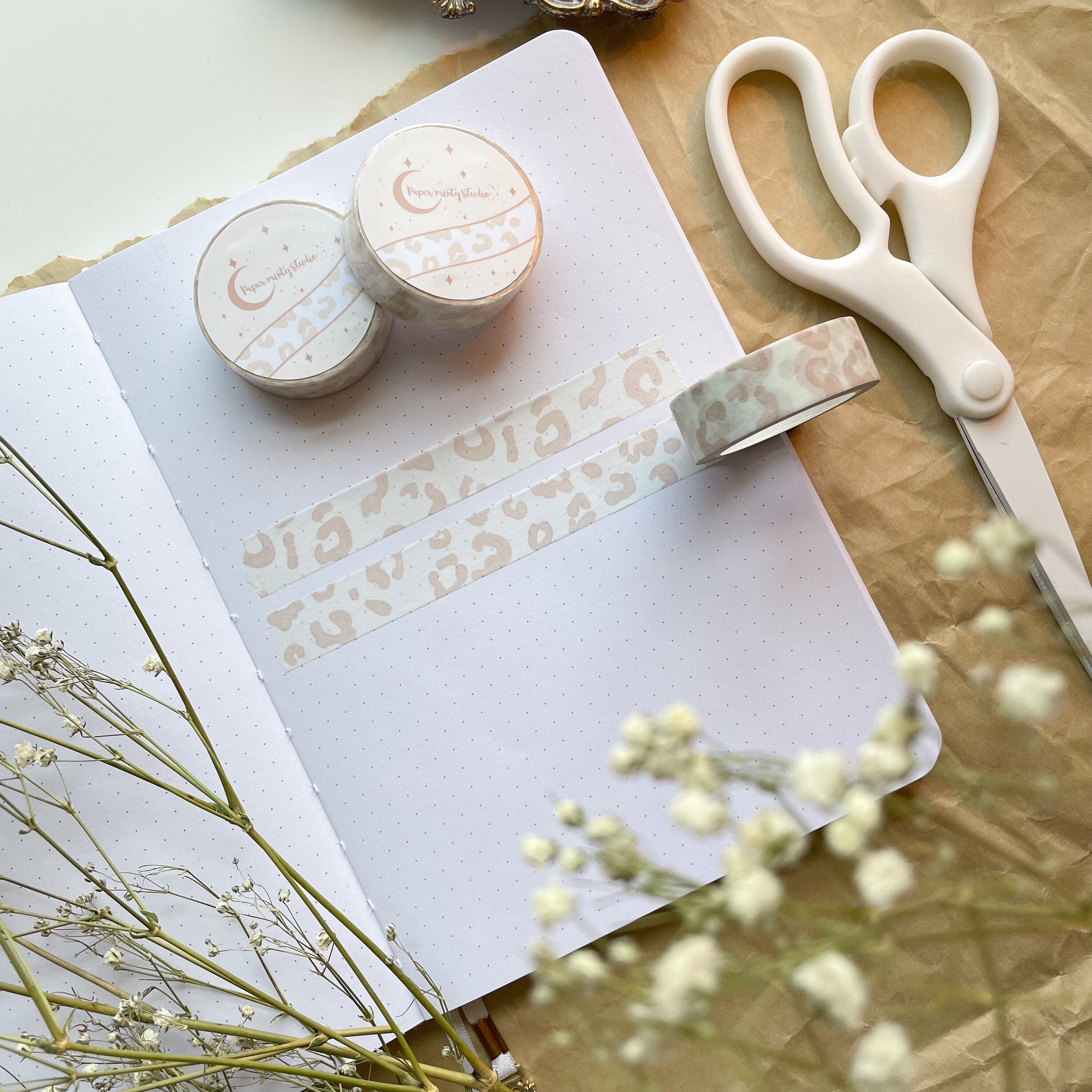 Watercolor Leopard Cream Washi Tape, Bujo Washi Tape, Planner Washi T…
