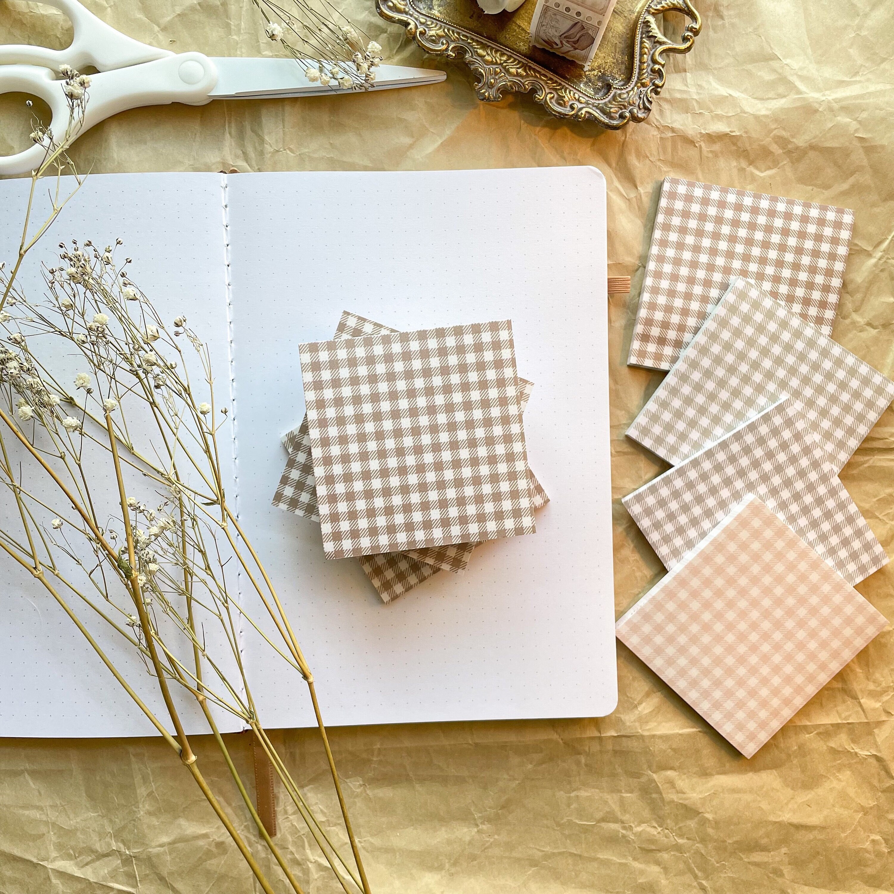 Brown Gingham Sticky Note, Notepads, Personalized, Sticky Note, Stick…