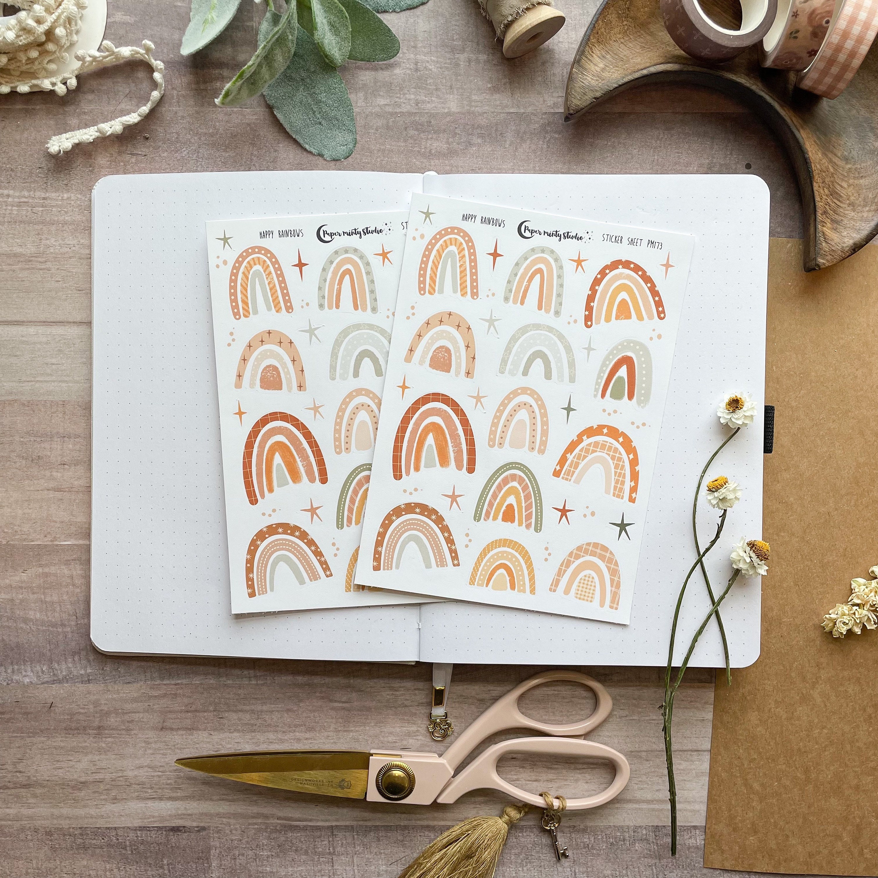 Happy Rainbows Sticker Sheet, Bujo Stickers, Planner Stickers, Bullet…