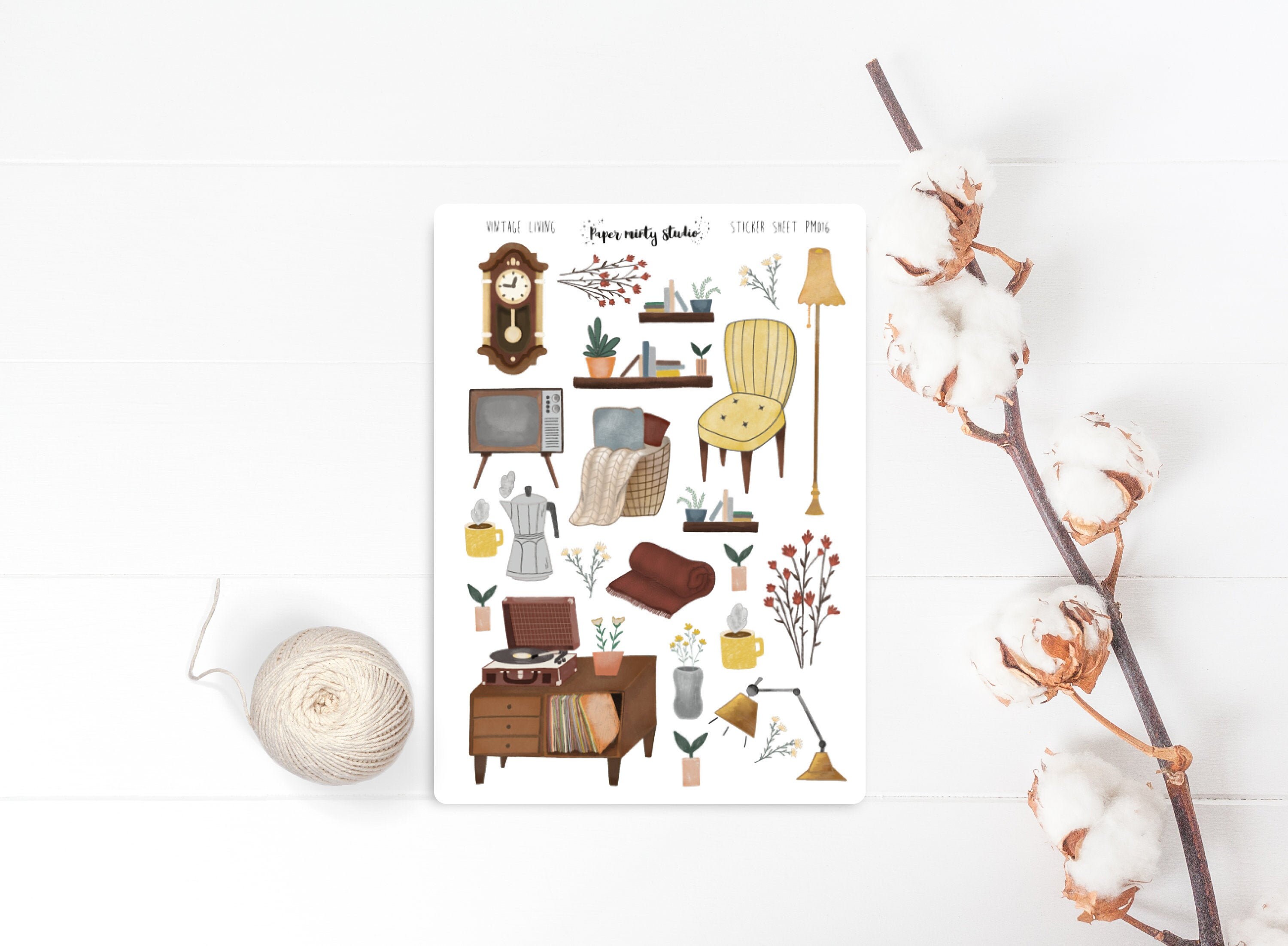 Vintage Living Sticker Sheet, Bujo Stickers, Planner Stickers, Bullet…