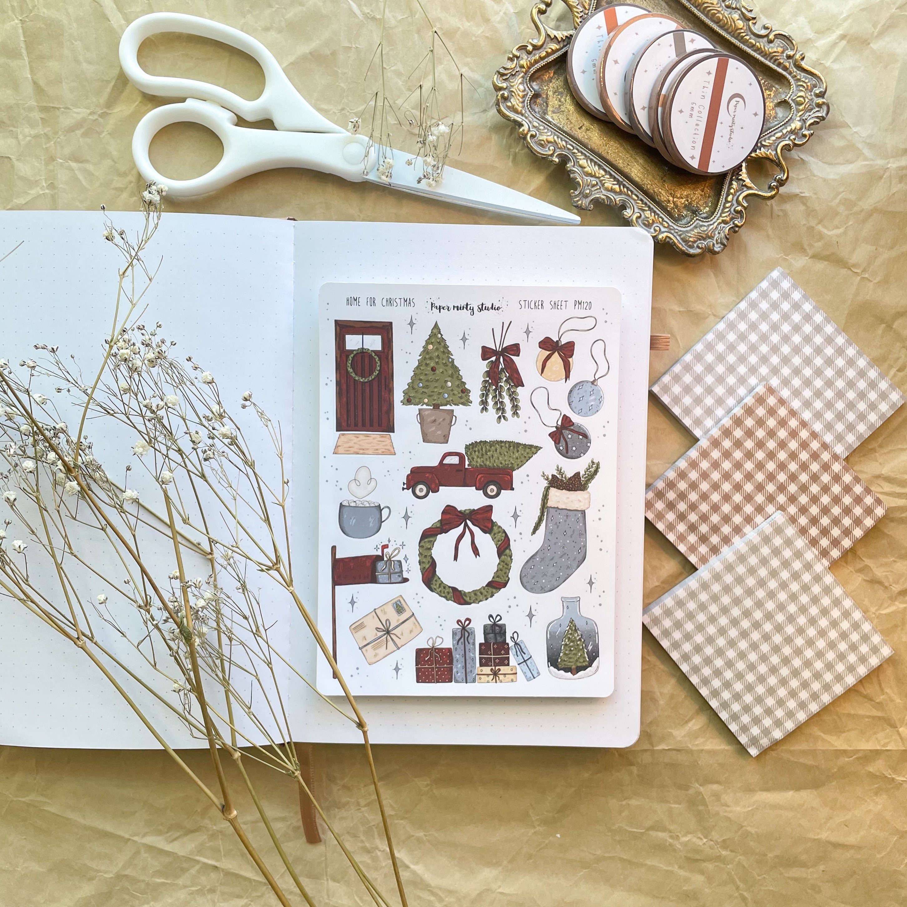 Home for Christmas Sticker Sheet, Bujo Stickers, Planner Stickers, Bu…