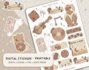 Good Vibes Music Printable Stickers, GoodNotes Stickers, Fall Season Stickers, Fall stickers for planners, Digital file, Cricut