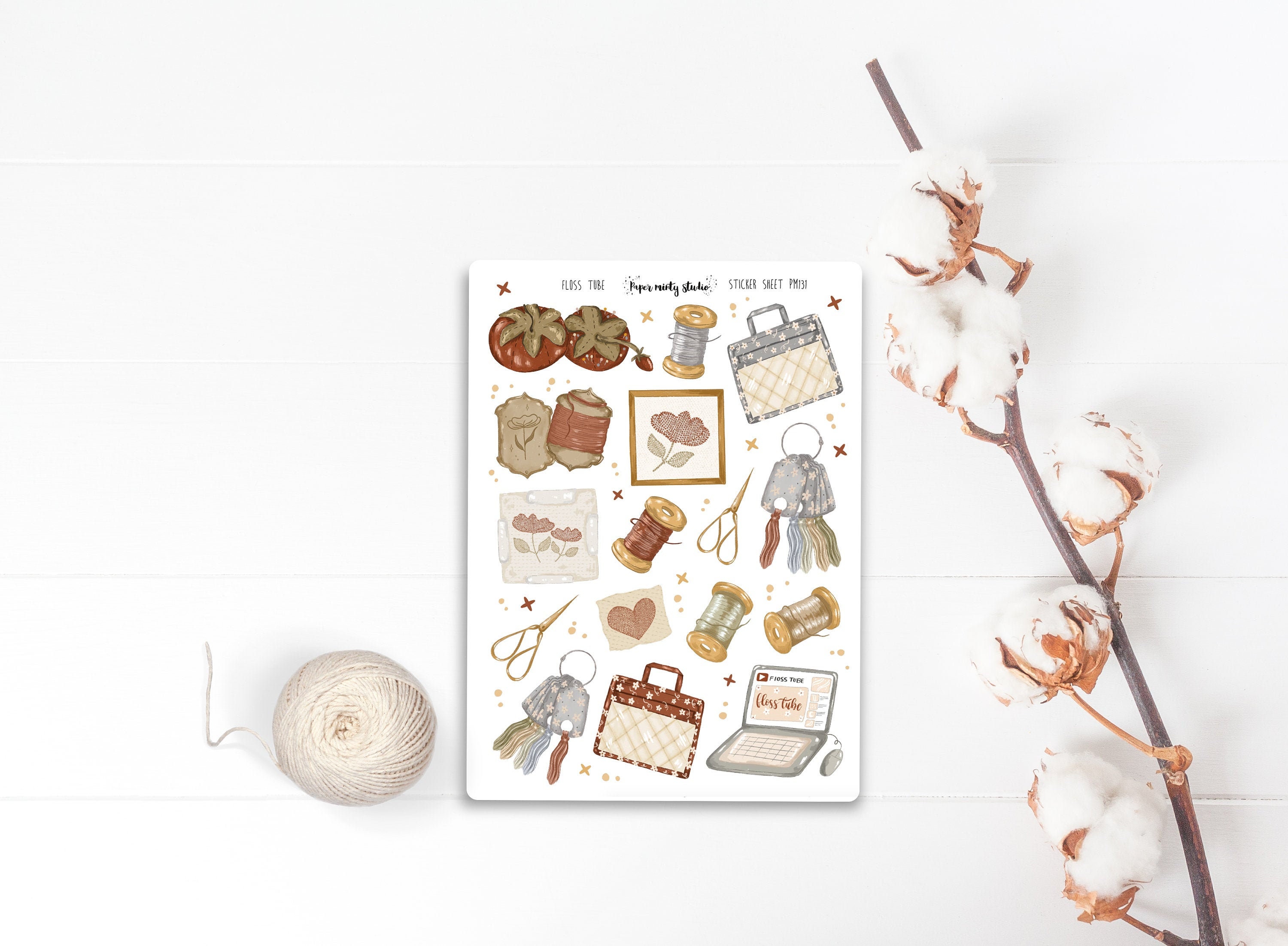 Floss Tube Sticker Sheet, Bujo Stickers, Planner Stickers, Bullet Jou…