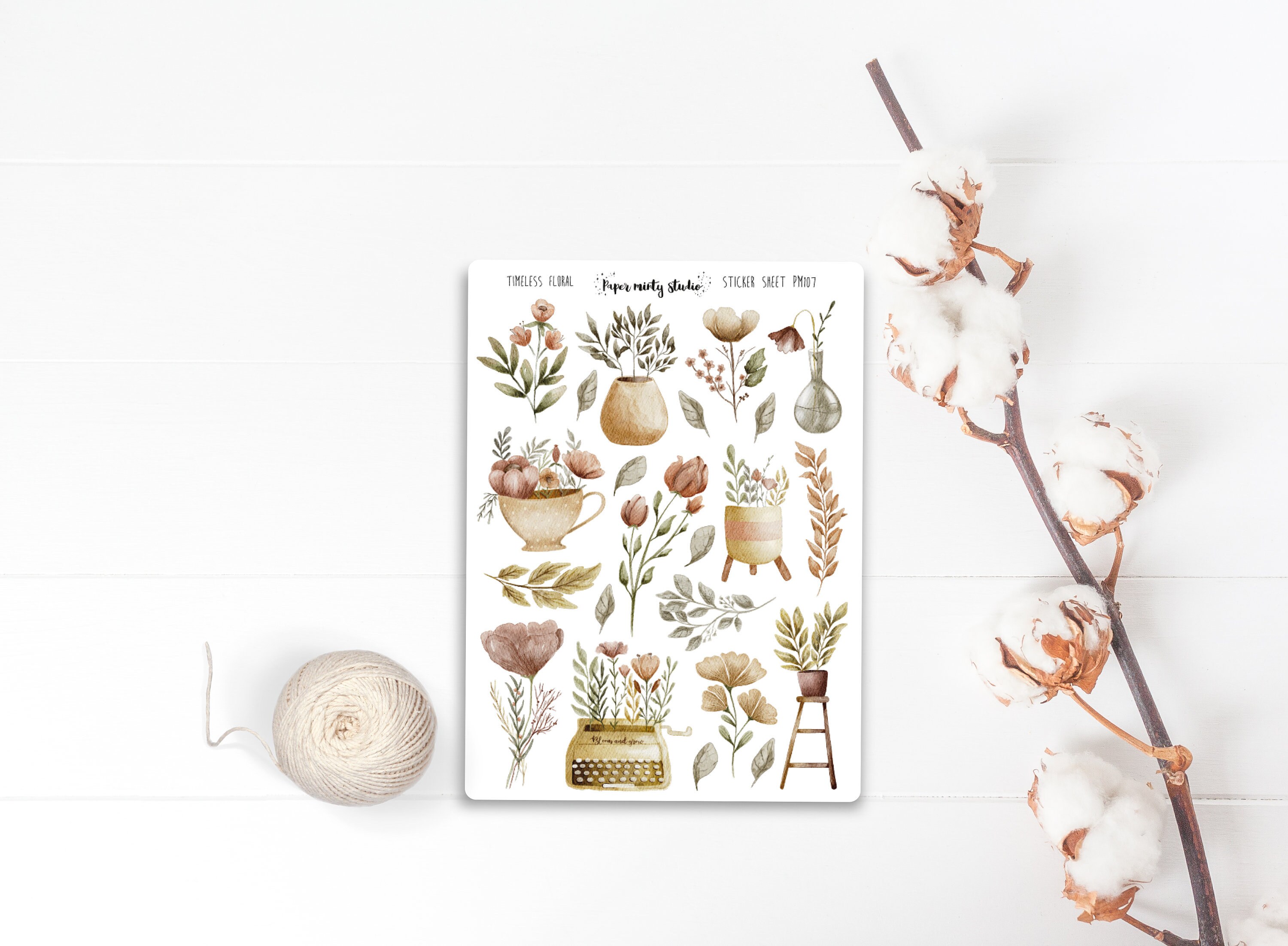 Timeless Floral Sticker Sheet, Bujo Stickers, Planner Stickers, Bulle…