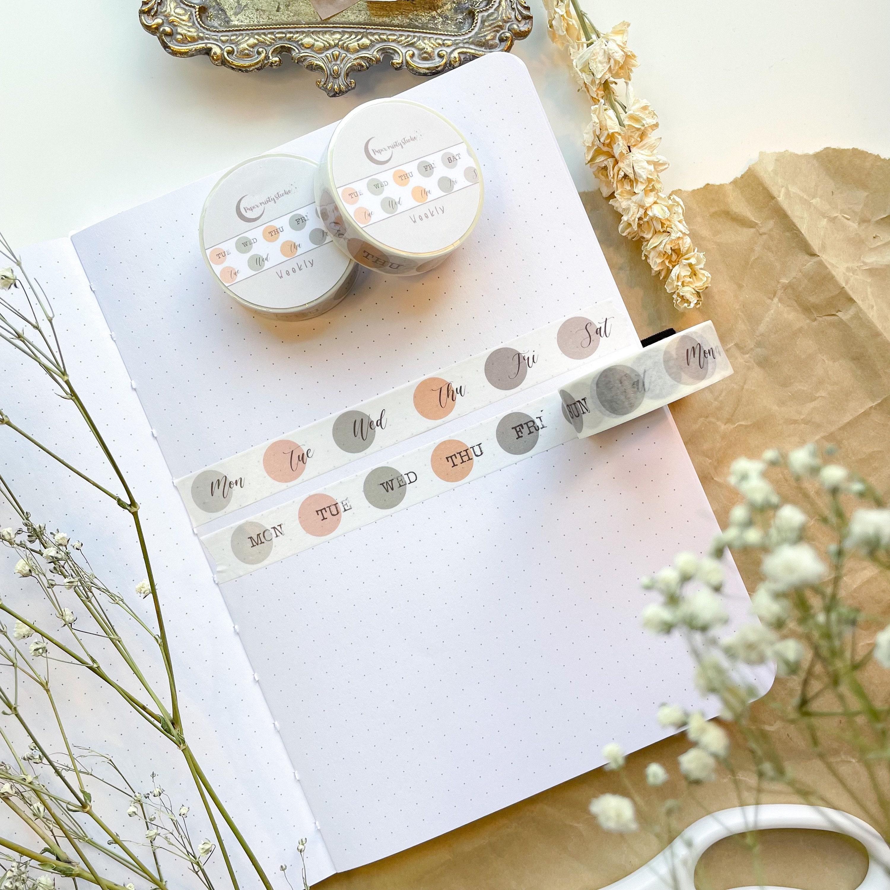 Weekly Functional Washi Tape, Bujo Washi Tape, Planner Washi Tape, Bu…