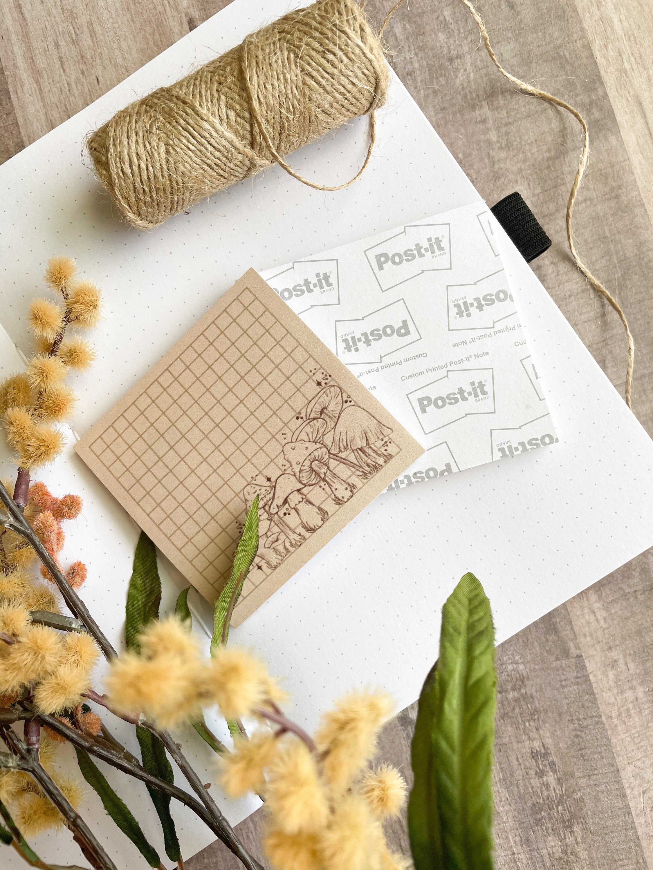 Mushroom Grid Sticky Note Notepads Personalized Sticky Etsy