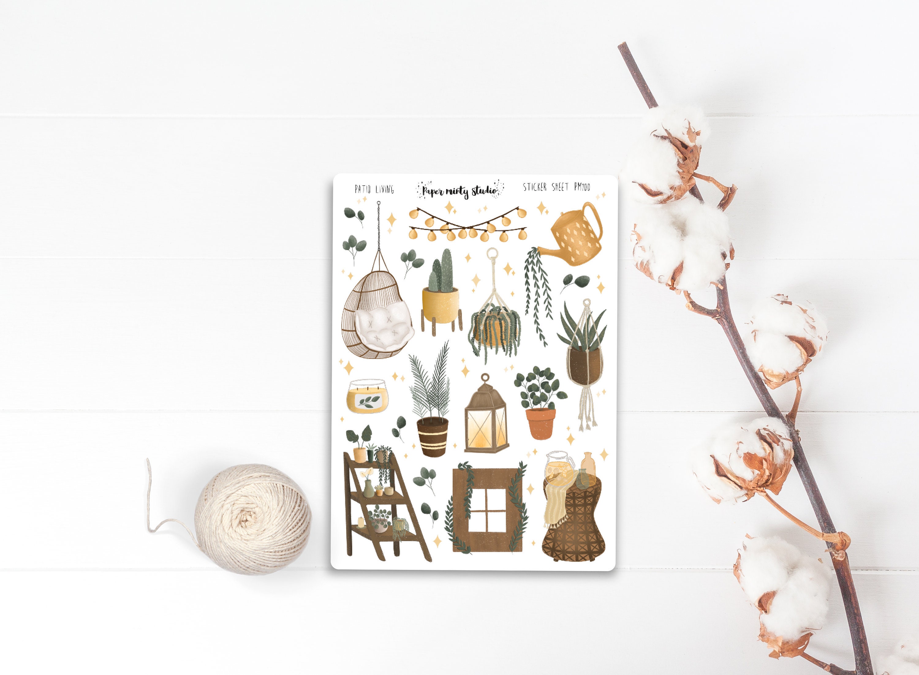 Patio Living Sticker Sheet, Bujo Stickers, Planner Stickers, Bullet J…