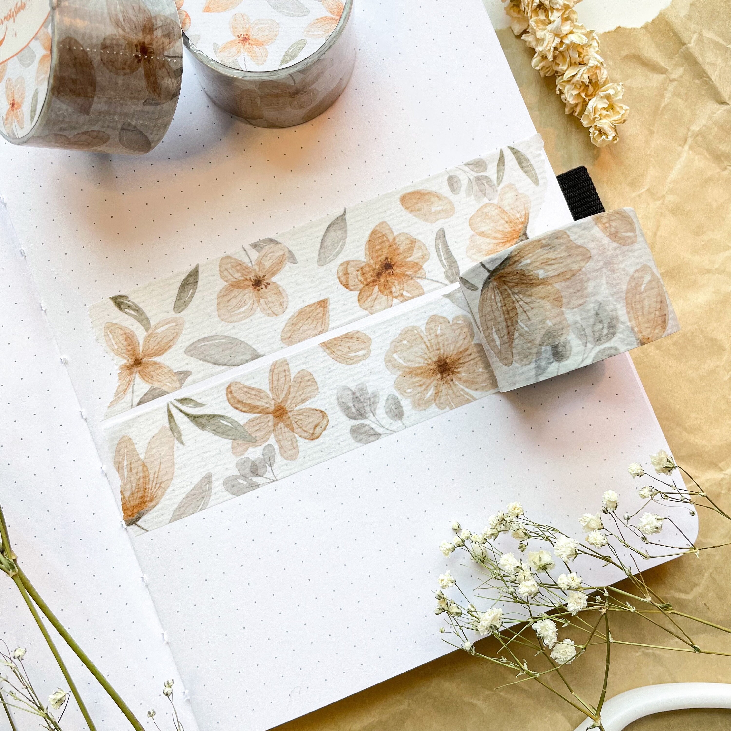 Fleurs Spice 30 mm Washi Tape, Bujo Washi Tape, Planner Washi Tape, B…