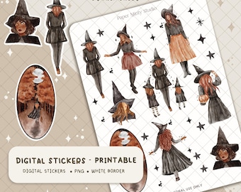 Salem Halloween Printable Stickers, Cricut Stickers, GoodNotes Stickers, Fall Season Stickers, Fall stickers for planners, Digital file