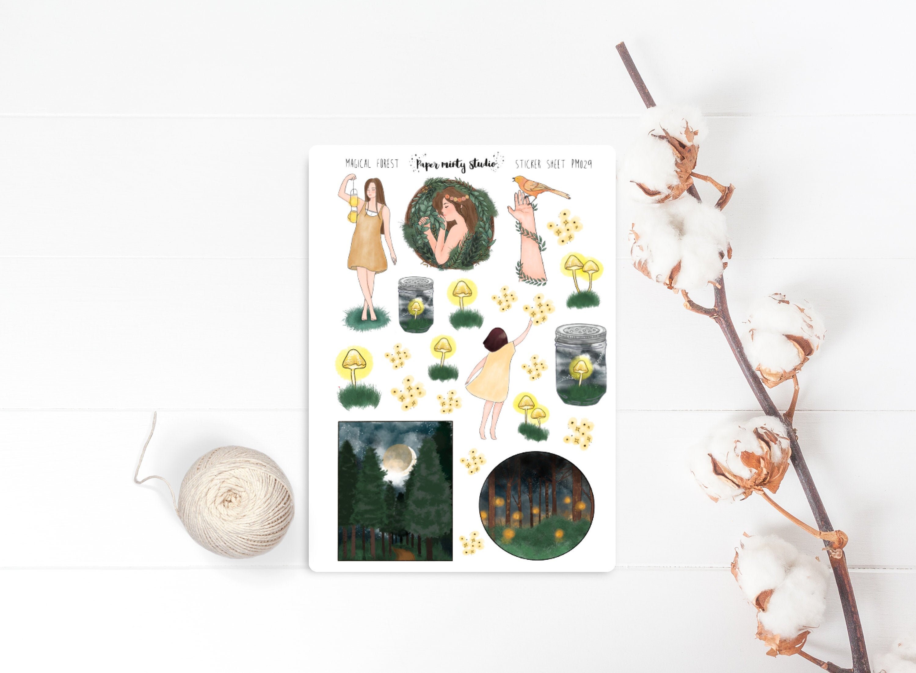 Magical Forest Sticker Sheet, Bujo Stickers, Planner Stickers, Bullet…