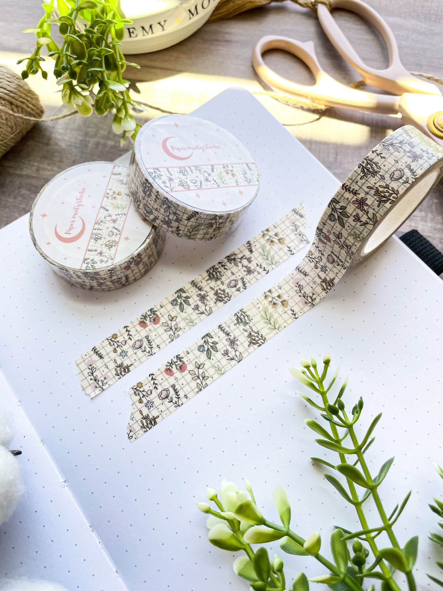 Flower Grid Washi Tape, Bujo Washi Tape, Planner Washi Tape, Bullet J…
