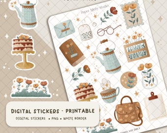 Day At Home Printable Stickers, Cricut Stickers, GoodNotes Stickers, Fall Season Stickers, Fall stickers for planners, Digital file