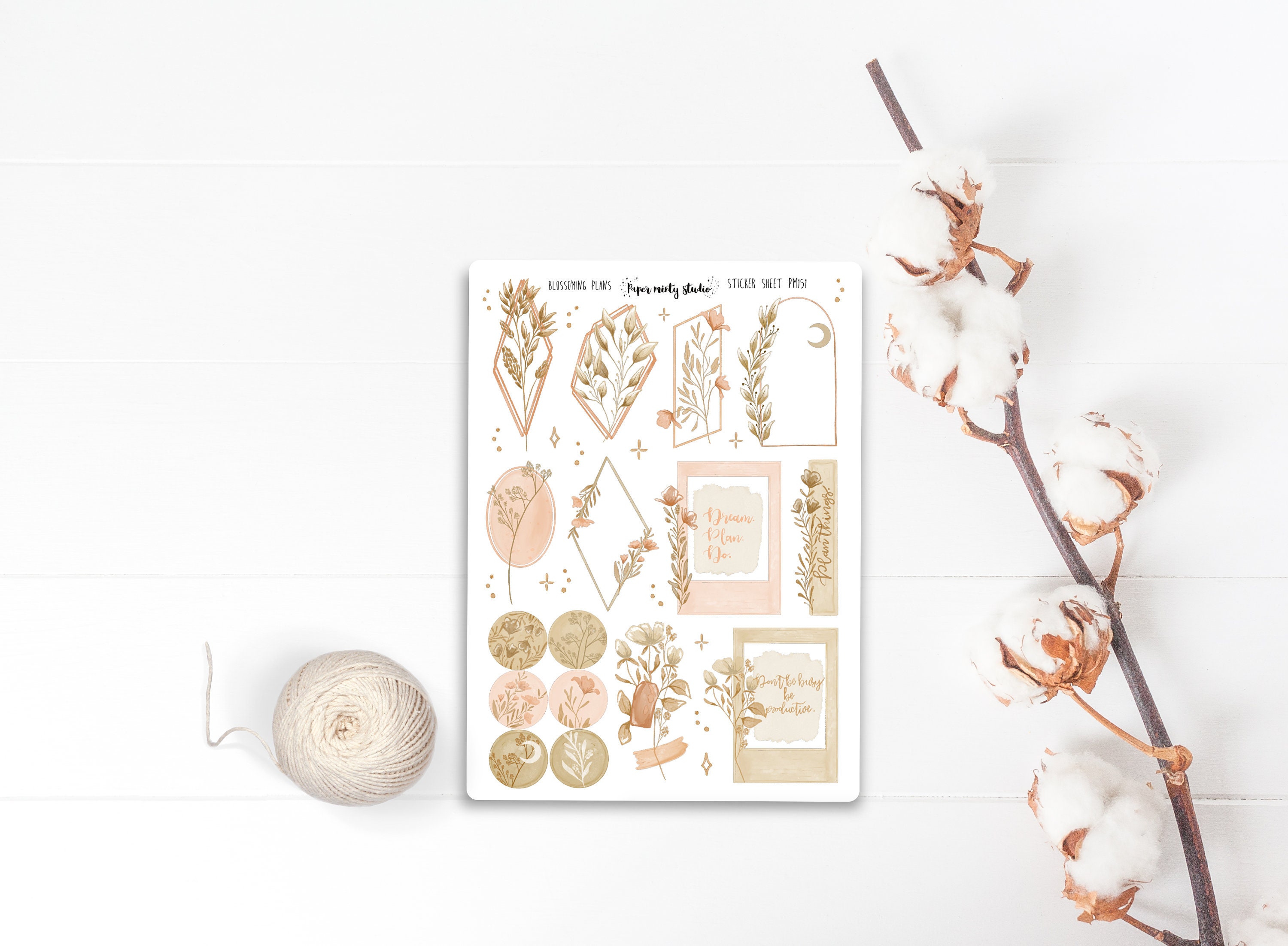 Blossoming Plans Watercolor Sticker Sheet, Bujo Stickers, Planner Sti…