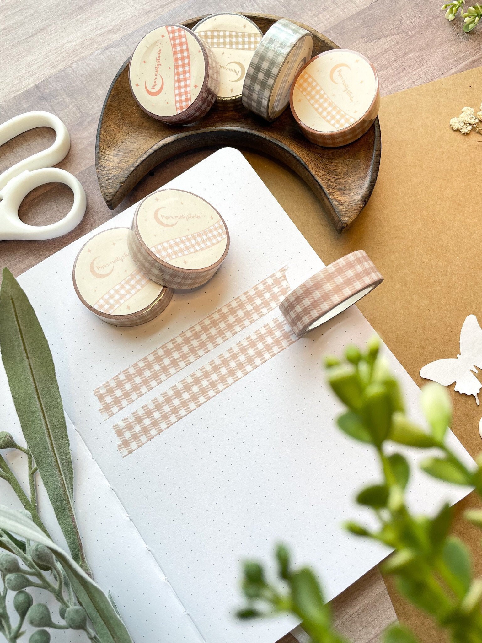 Nude Gingham Washi Tape, Bujo Washi Tape, Planner Washi Tape, Bullet …