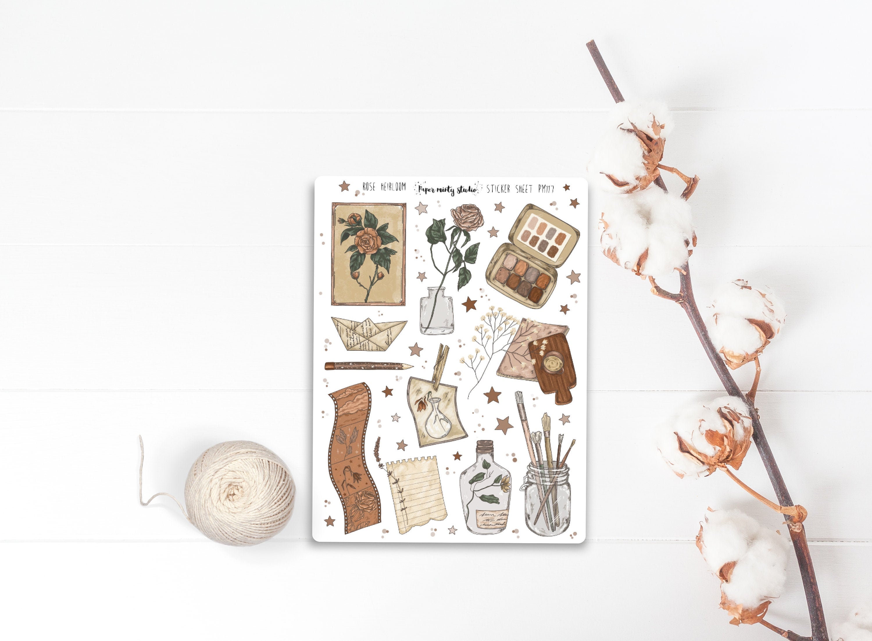 Rose Heirloom Sticker Sheet, Bujo Stickers, Planner Stickers, Bullet …