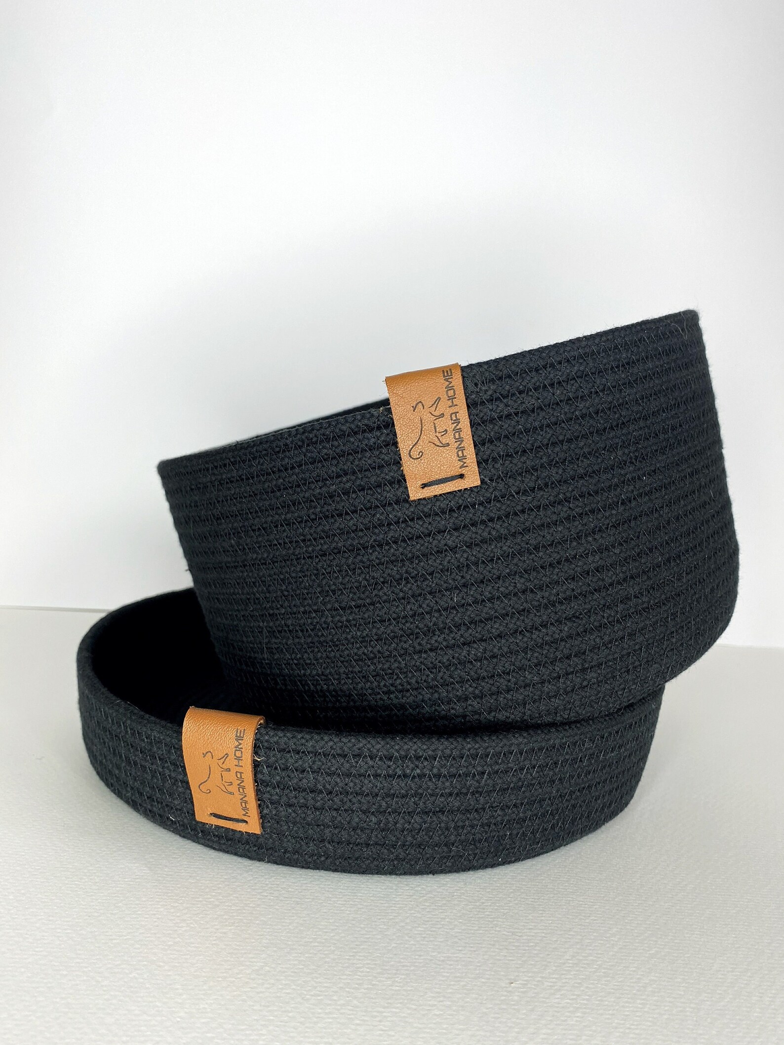 Black Cotton Rope Basket Storage Basket With Lid. Storage and Etsy