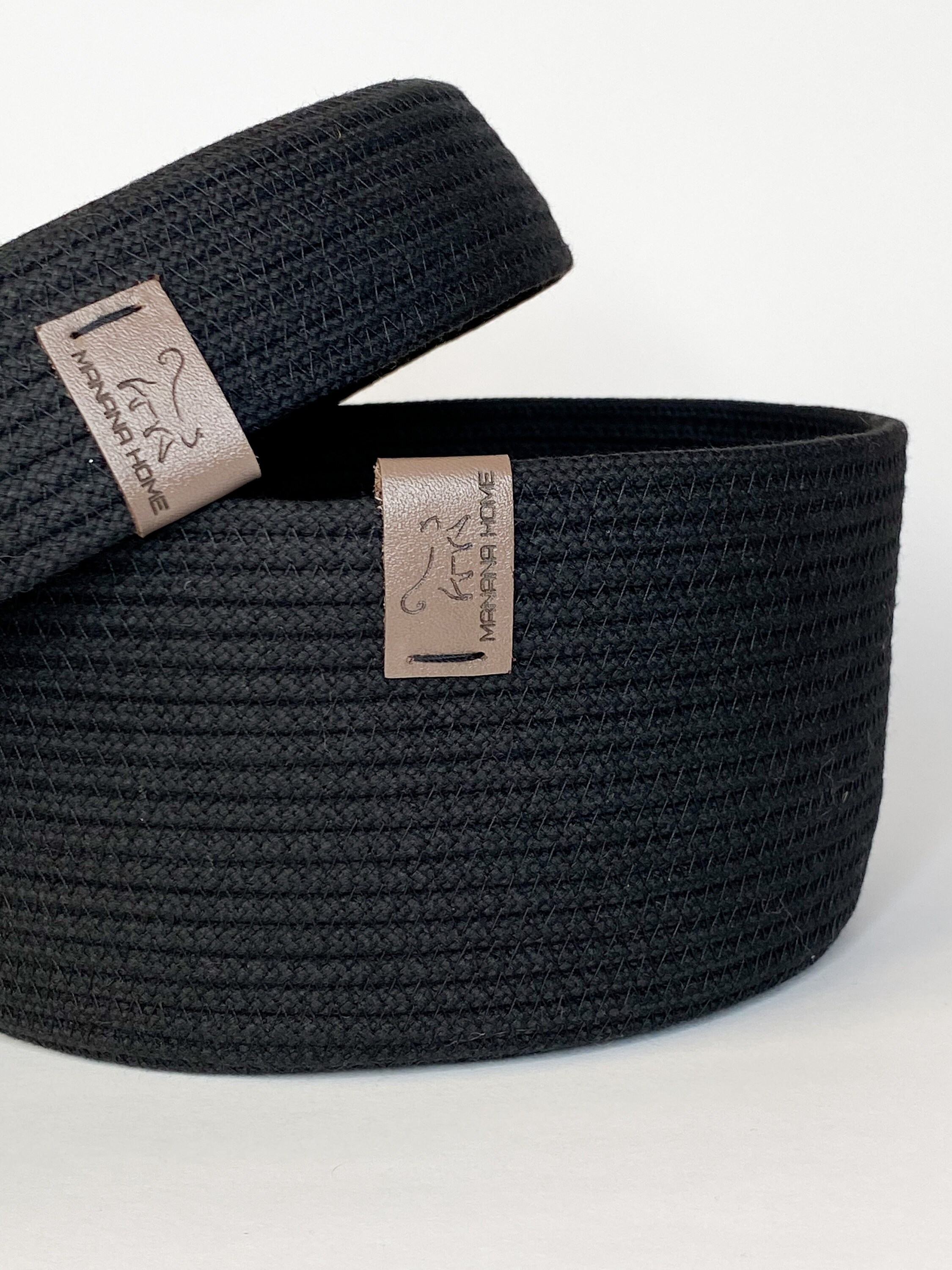 Cotton Rope Basket Black. Storage Basket With Lid Bathroom Etsy