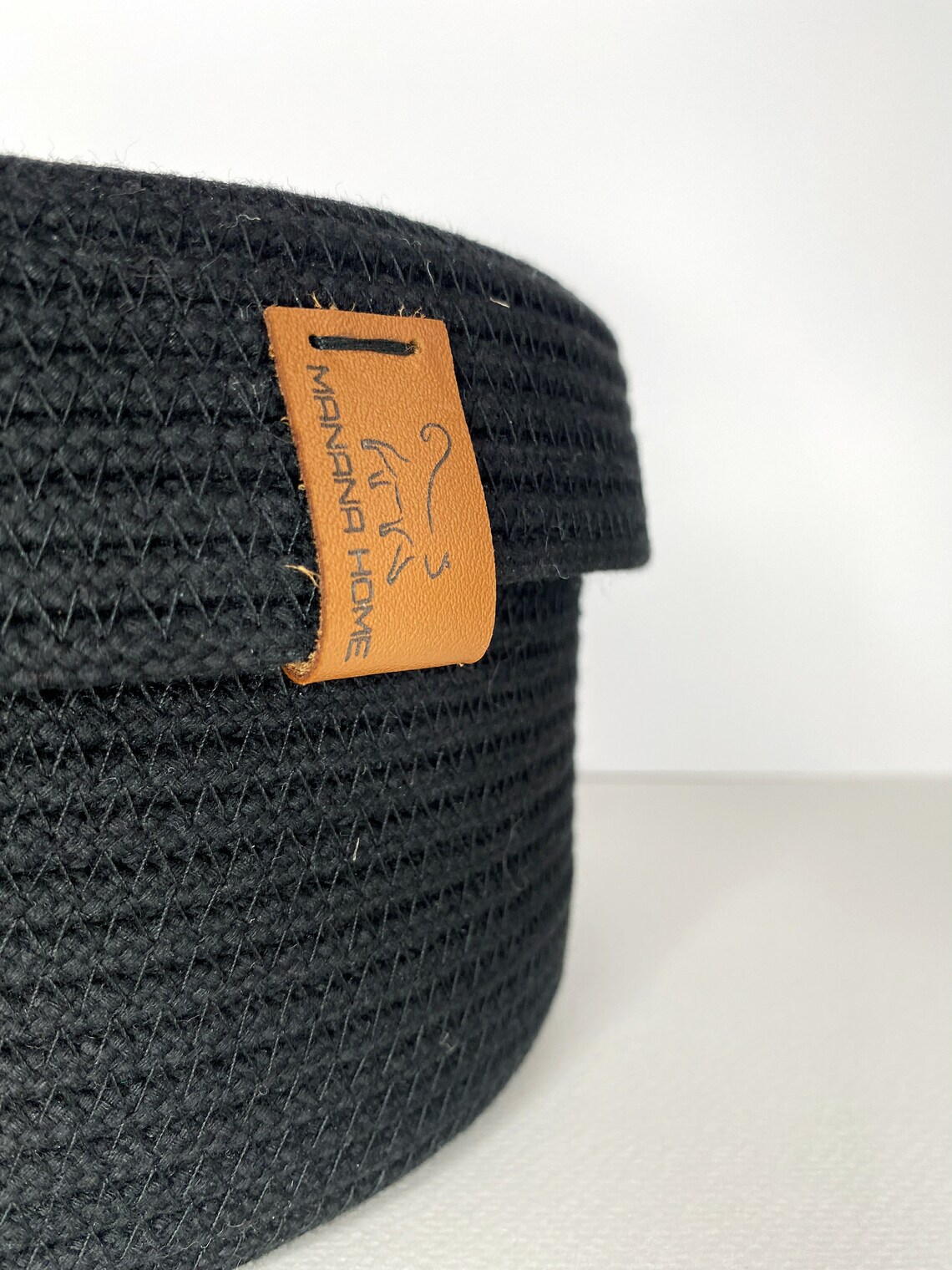 Black Cotton Rope Basket Storage Basket With Lid. Storage and Etsy