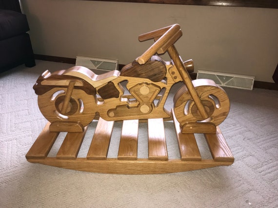 wooden rocking motorcycle