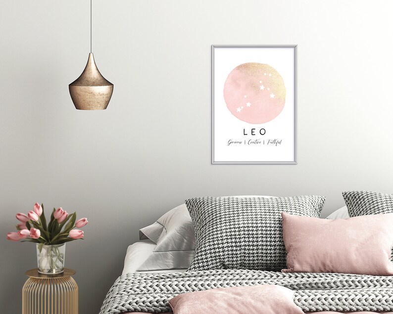 Leo Star Sign Print Zodiac Wall Art Bedroom Decor Etsy