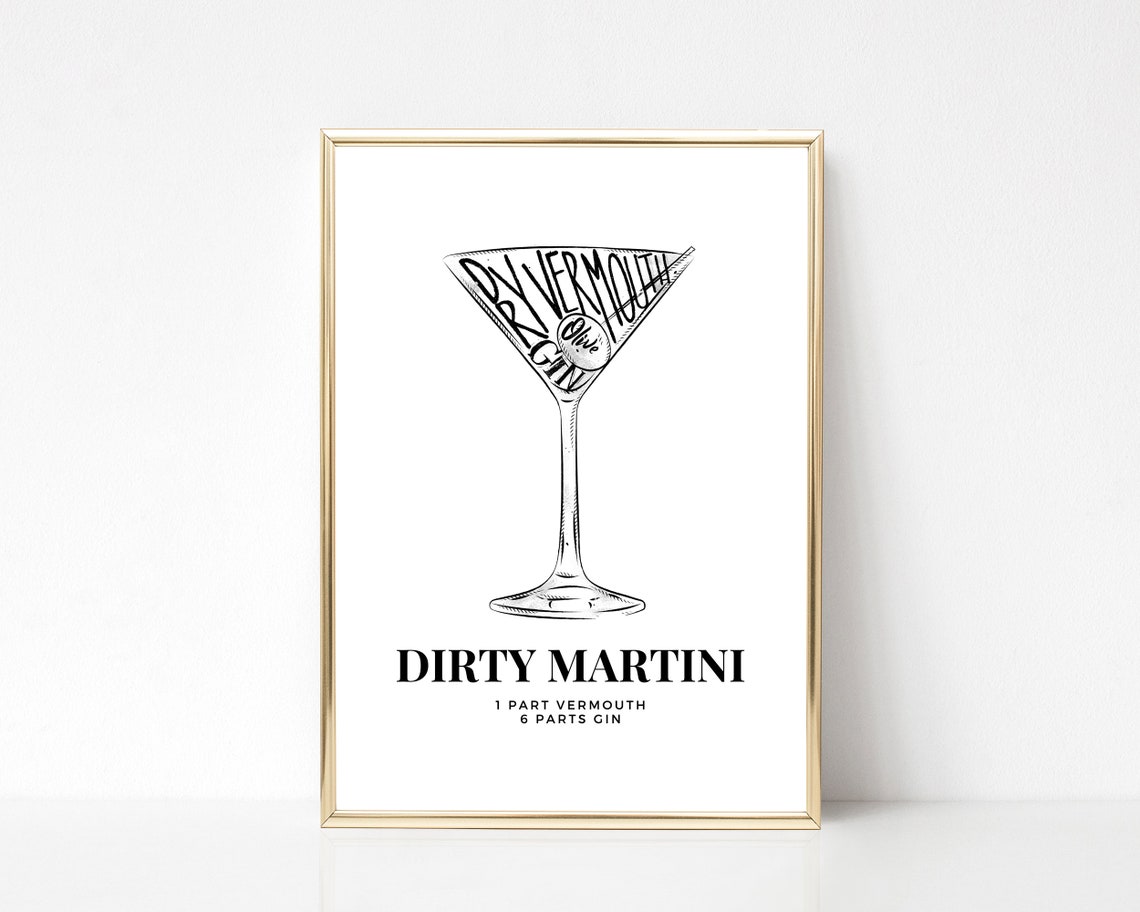 Martini Print Cocktail Wall Art Kitchen and Home Decor Etsy