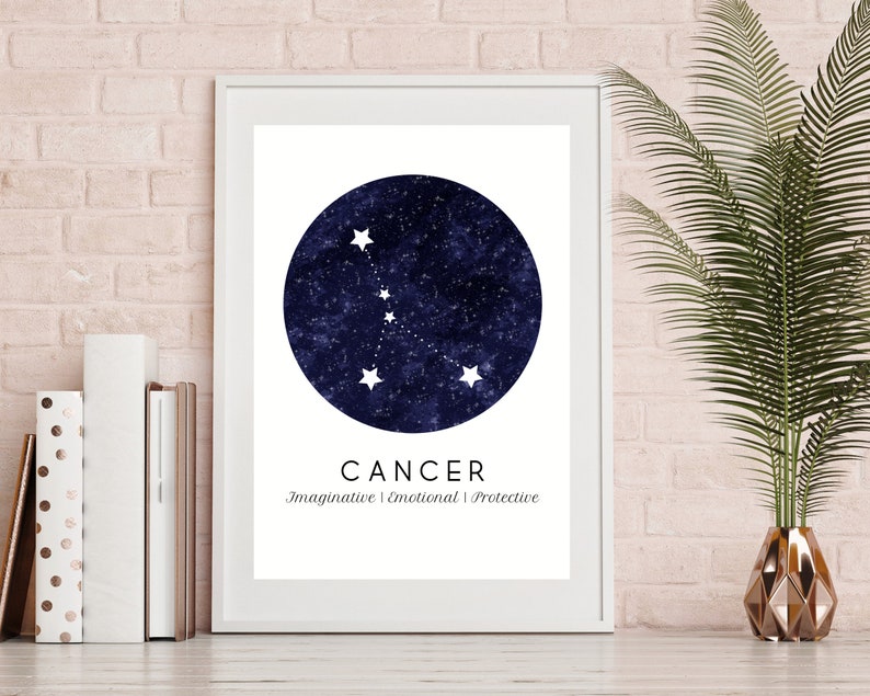 Cancer Star Sign Print Zodiac Wall Art Bedroom Decor Etsy