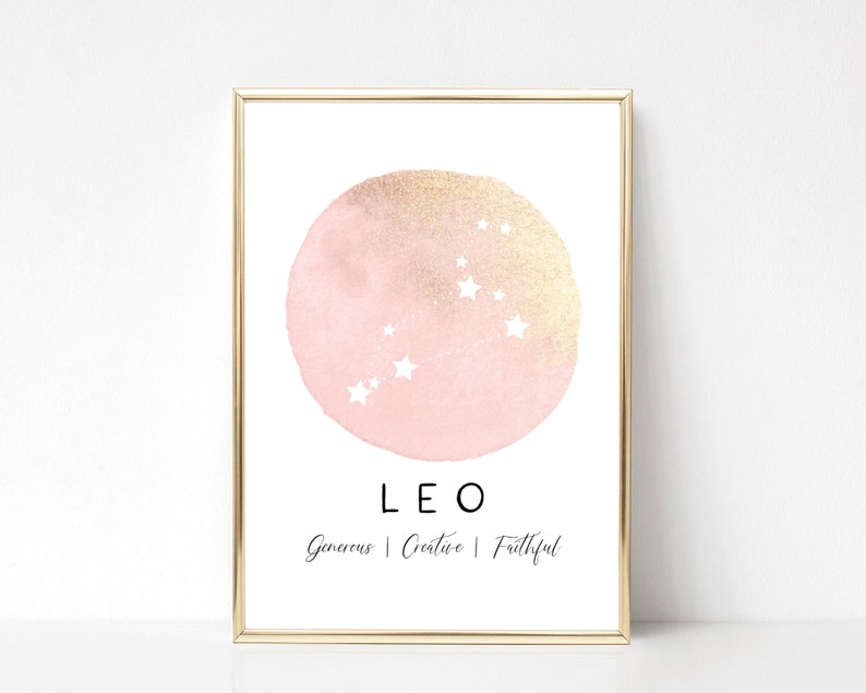 Leo Star Sign Print Zodiac Wall Art Bedroom Decor Etsy
