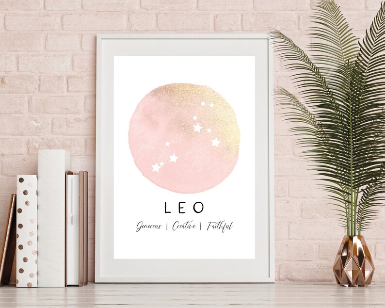 Leo Star Sign Print Zodiac Wall Art Bedroom Decor Etsy