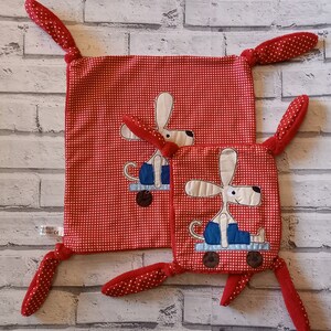 Baby comforter blankies, Set of 2 baby blankets, Gift for baby boy, gift for baby girl, red check baby gift set, square cuddle comforters