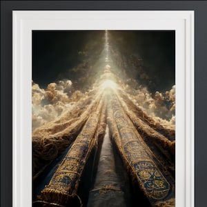 Digitale Datei zum Drucken des Gemäldes der Himmlischen Schriftrollen mit den Geboten Yahs (Gott) zur Wanddekoration