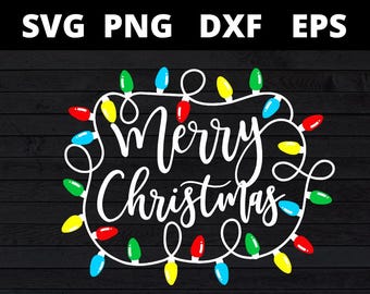 Luces navideñas SVG PNG: Diseño retro para camisetas navideñas (descarga digital)