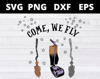 ¡Ven a volar! Escobas de Hocus Pocus, brujas, divertido, día de Halloween, archivos SVG de Halloween para Cricut