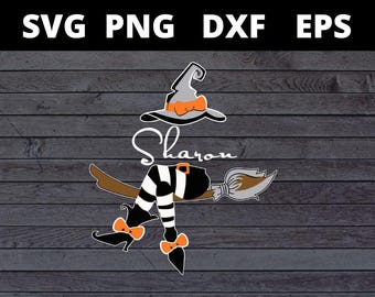 Archivos SVG personalizados de Sharon con el nombre de Bruja de Halloween para Cricut