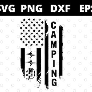 Archivos SVG de la bandera estadounidense de Heartbeat Camping para Cricut