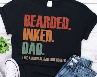 Camiseta vintage del Día del Padre con diseño de papá barbudo y tatuado, pero más genial