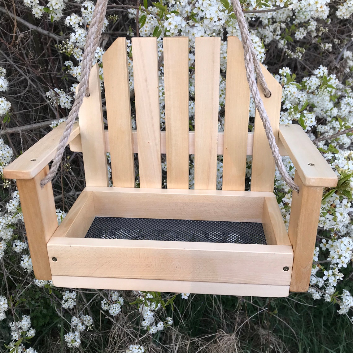 Porch swing bird feeder Handcrafted tray birdfeeder Handmade Etsy