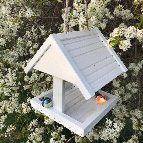 Hanging Wood Bird Feeder Handmade Bird House Squirrel Feeder Etsy